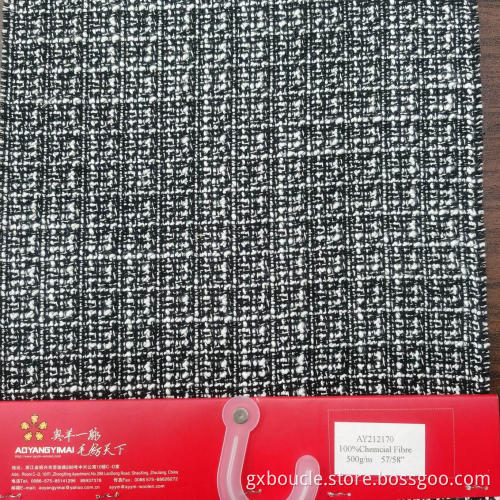 Wollboucle mit Slubgarnstoff kariert
